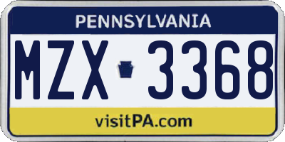 PA license plate MZX3368