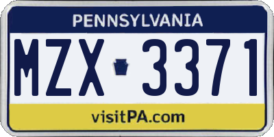 PA license plate MZX3371