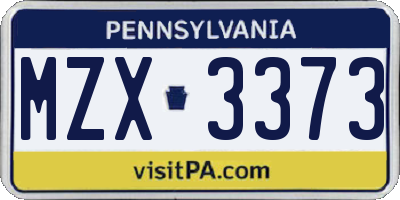 PA license plate MZX3373