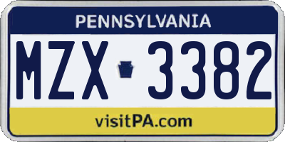 PA license plate MZX3382