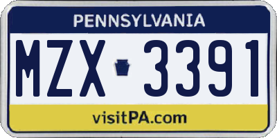 PA license plate MZX3391