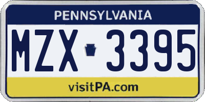 PA license plate MZX3395