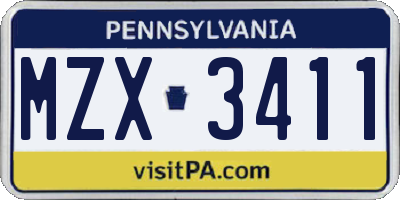 PA license plate MZX3411