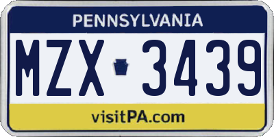 PA license plate MZX3439