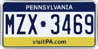 PA license plate MZX3469