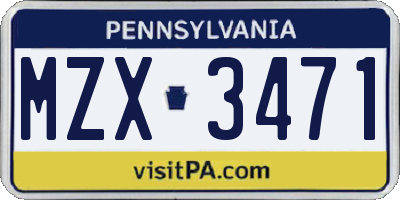 PA license plate MZX3471