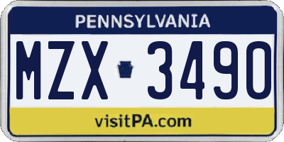 PA license plate MZX3490