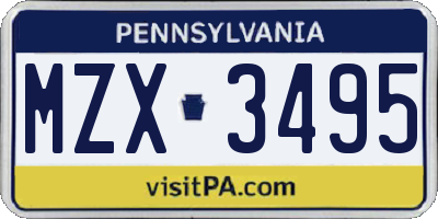 PA license plate MZX3495