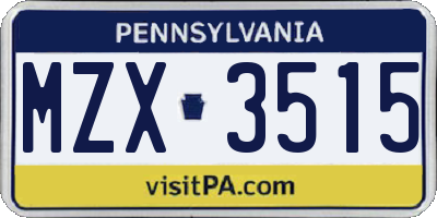 PA license plate MZX3515
