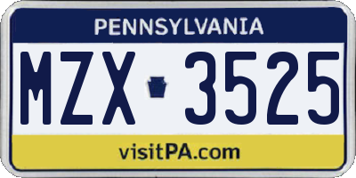 PA license plate MZX3525