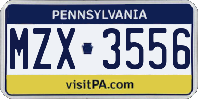 PA license plate MZX3556