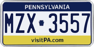 PA license plate MZX3557