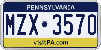 PA license plate MZX3570