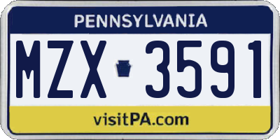 PA license plate MZX3591