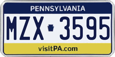 PA license plate MZX3595