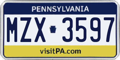 PA license plate MZX3597