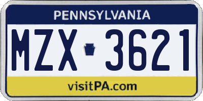 PA license plate MZX3621