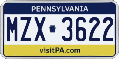 PA license plate MZX3622