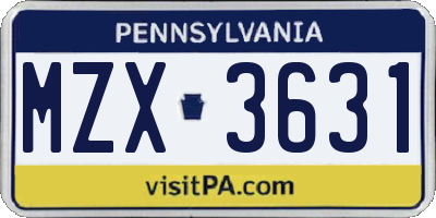 PA license plate MZX3631
