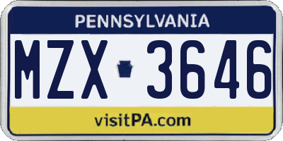 PA license plate MZX3646