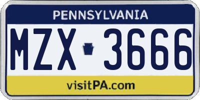 PA license plate MZX3666
