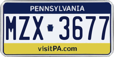 PA license plate MZX3677