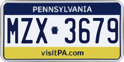 PA license plate MZX3679