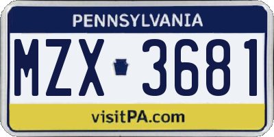 PA license plate MZX3681