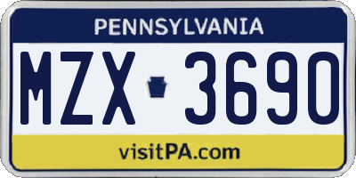 PA license plate MZX3690