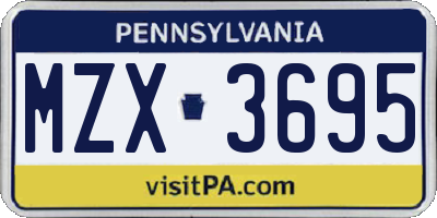 PA license plate MZX3695