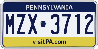 PA license plate MZX3712