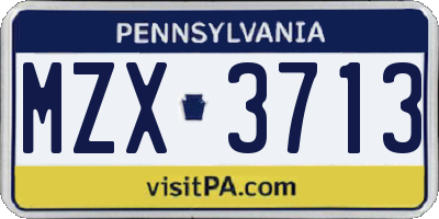 PA license plate MZX3713