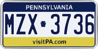 PA license plate MZX3736