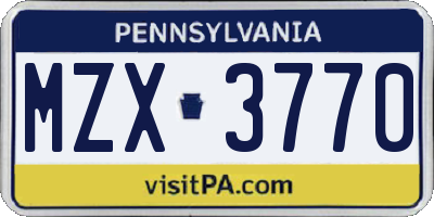 PA license plate MZX3770