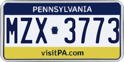 PA license plate MZX3773