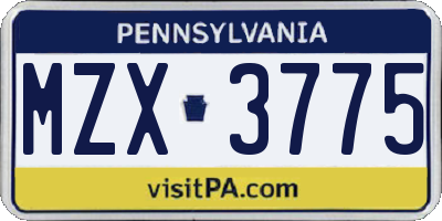 PA license plate MZX3775