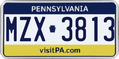 PA license plate MZX3813