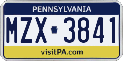 PA license plate MZX3841