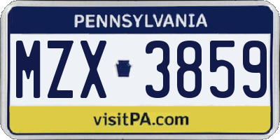 PA license plate MZX3859