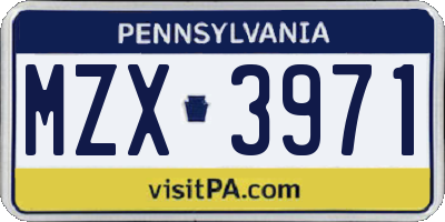 PA license plate MZX3971