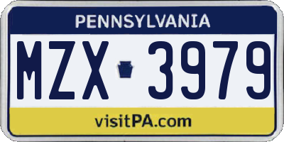 PA license plate MZX3979