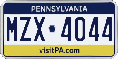 PA license plate MZX4044