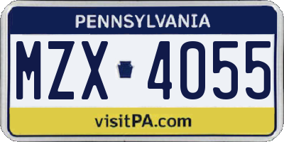PA license plate MZX4055