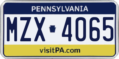 PA license plate MZX4065