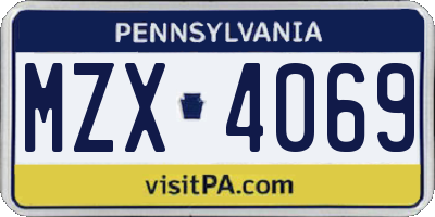 PA license plate MZX4069