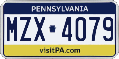 PA license plate MZX4079