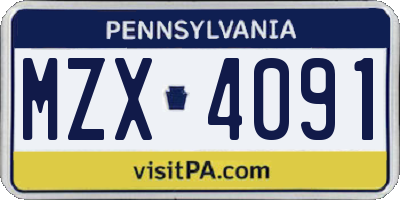PA license plate MZX4091