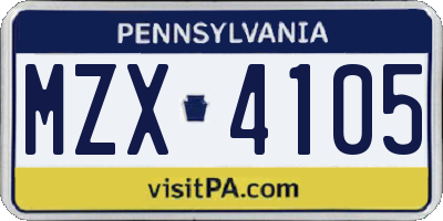 PA license plate MZX4105