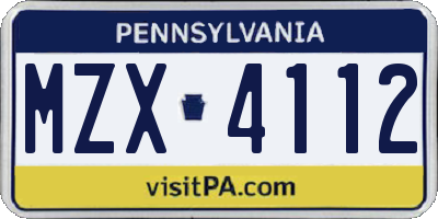 PA license plate MZX4112