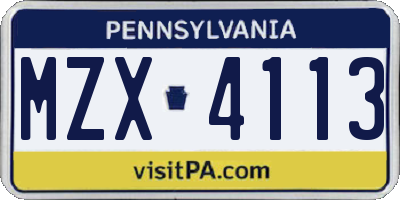 PA license plate MZX4113